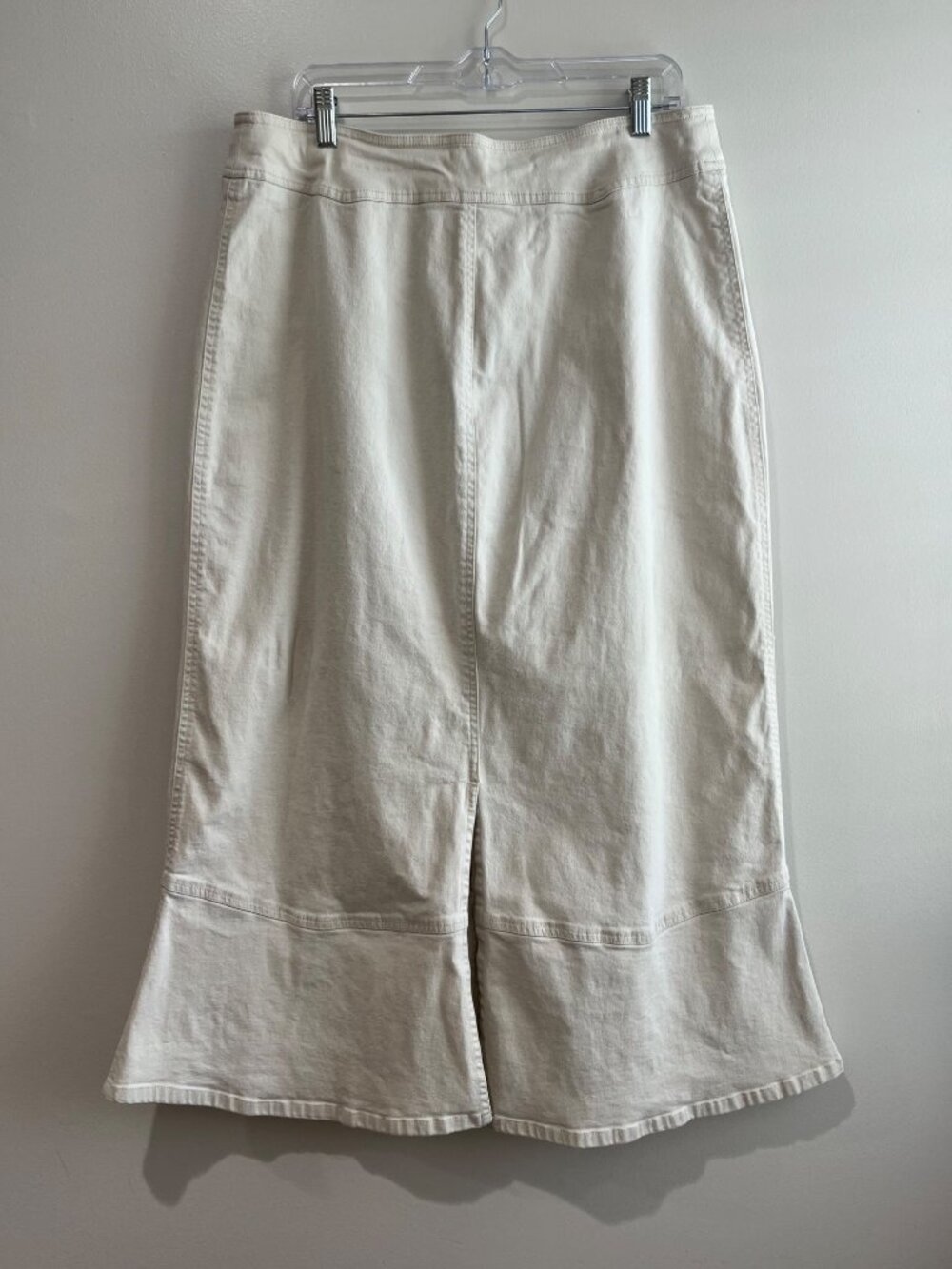 Denim & Co Khaki Denim Midi Skirt Womens 18W Tan Flared Hem - Picture 2 of 6